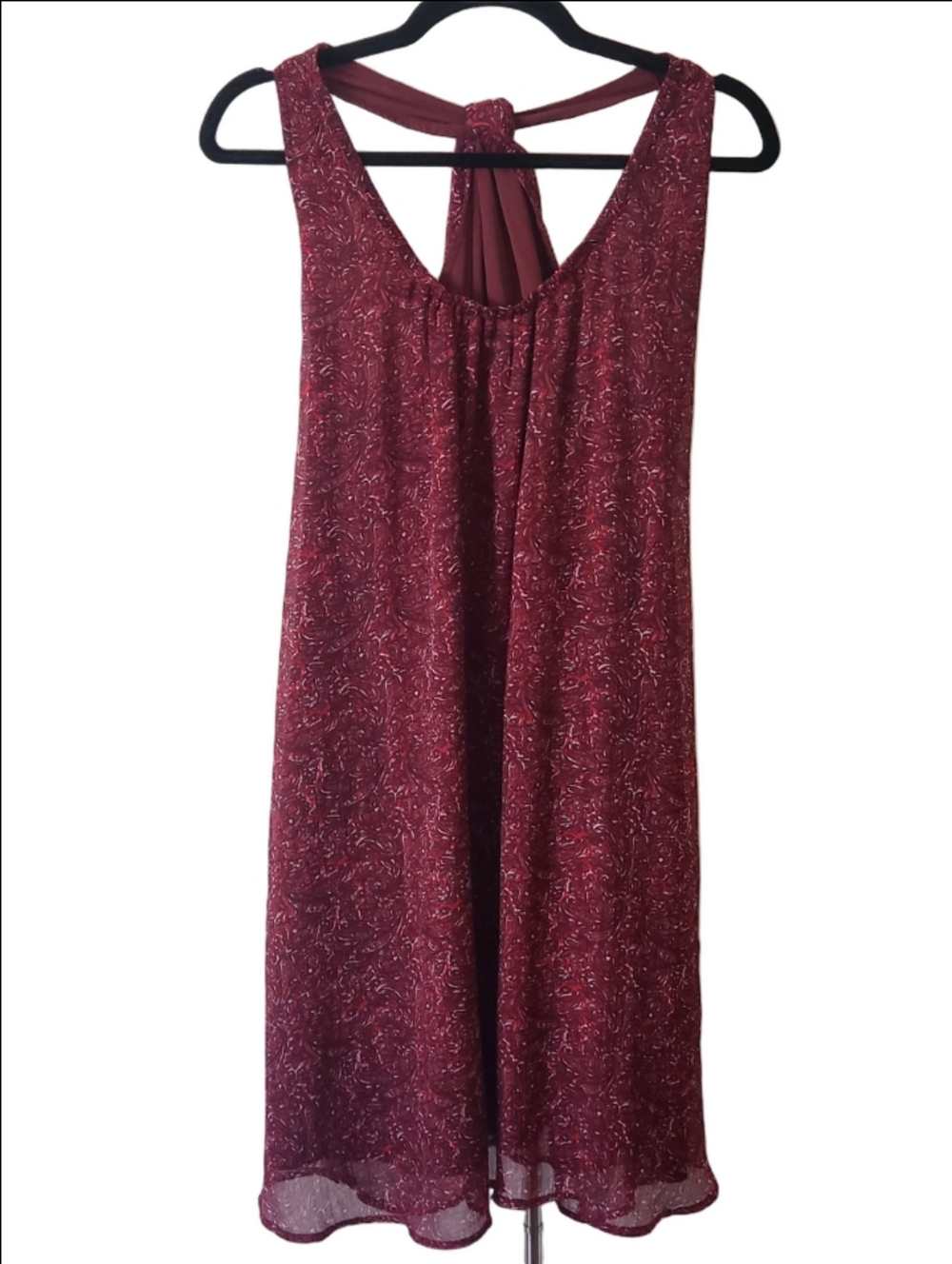 Converse One Star Womens Lined Paisley Red Burgundy Mini Summer Dress M Grunge